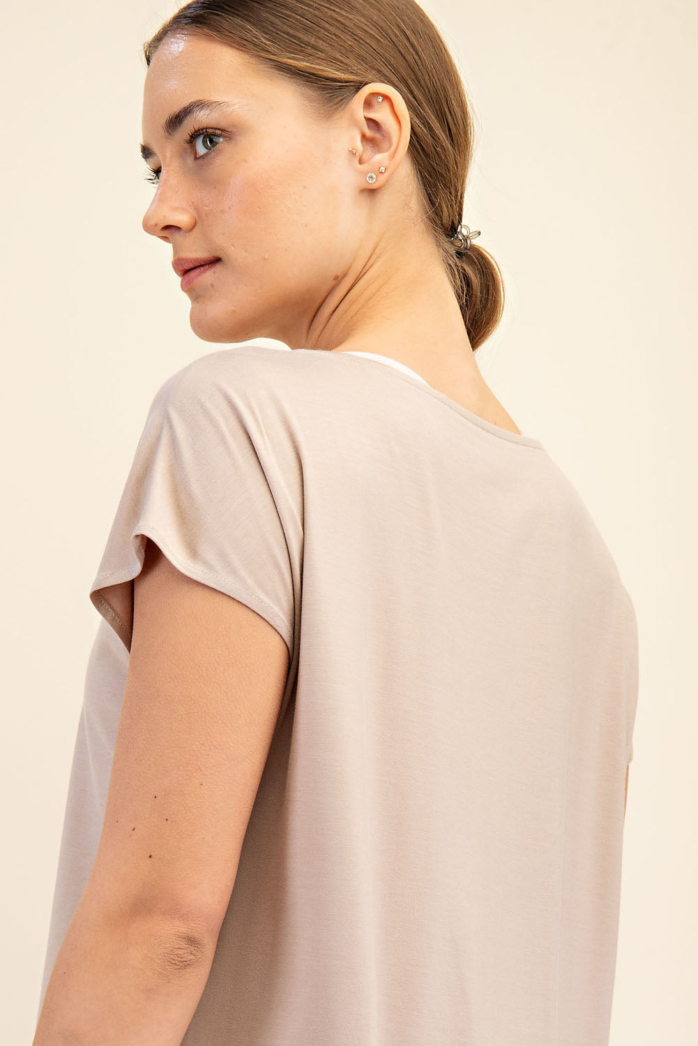 VISCOSE MODAL BASIC BOAT NECK TOP