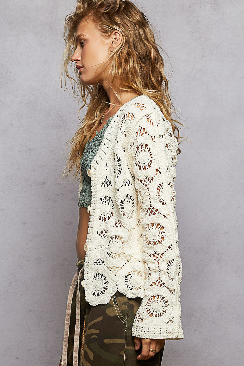 crochet button down cardigan