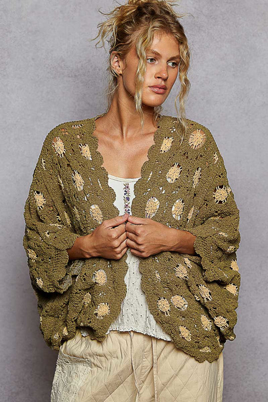 Olive Dolman Crochet Cardigan