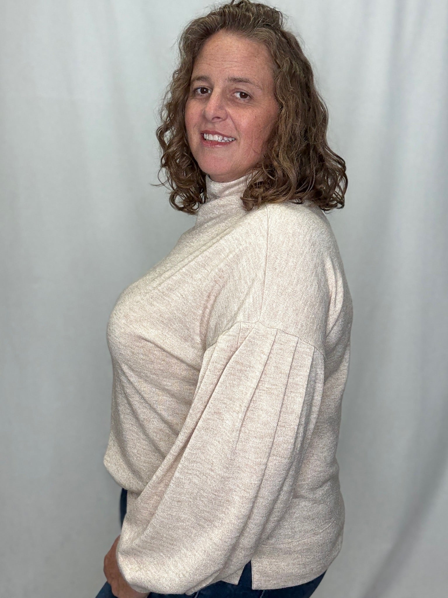 The Sandstone Mock Neck Knit Top