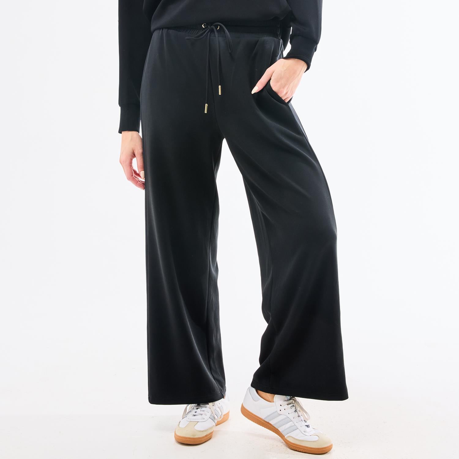 Black drawstring lounge pants