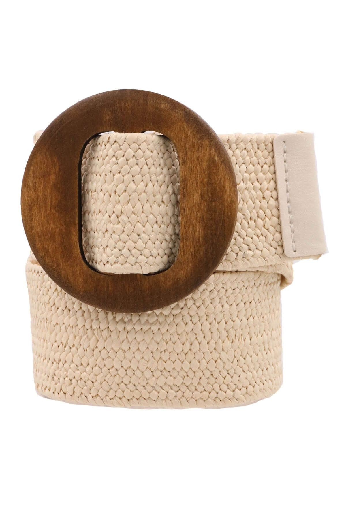 Large Wooden Circle Elastic Belt cream
