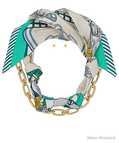 Oval Chain & Scarf Multi-Layer Necklace Set