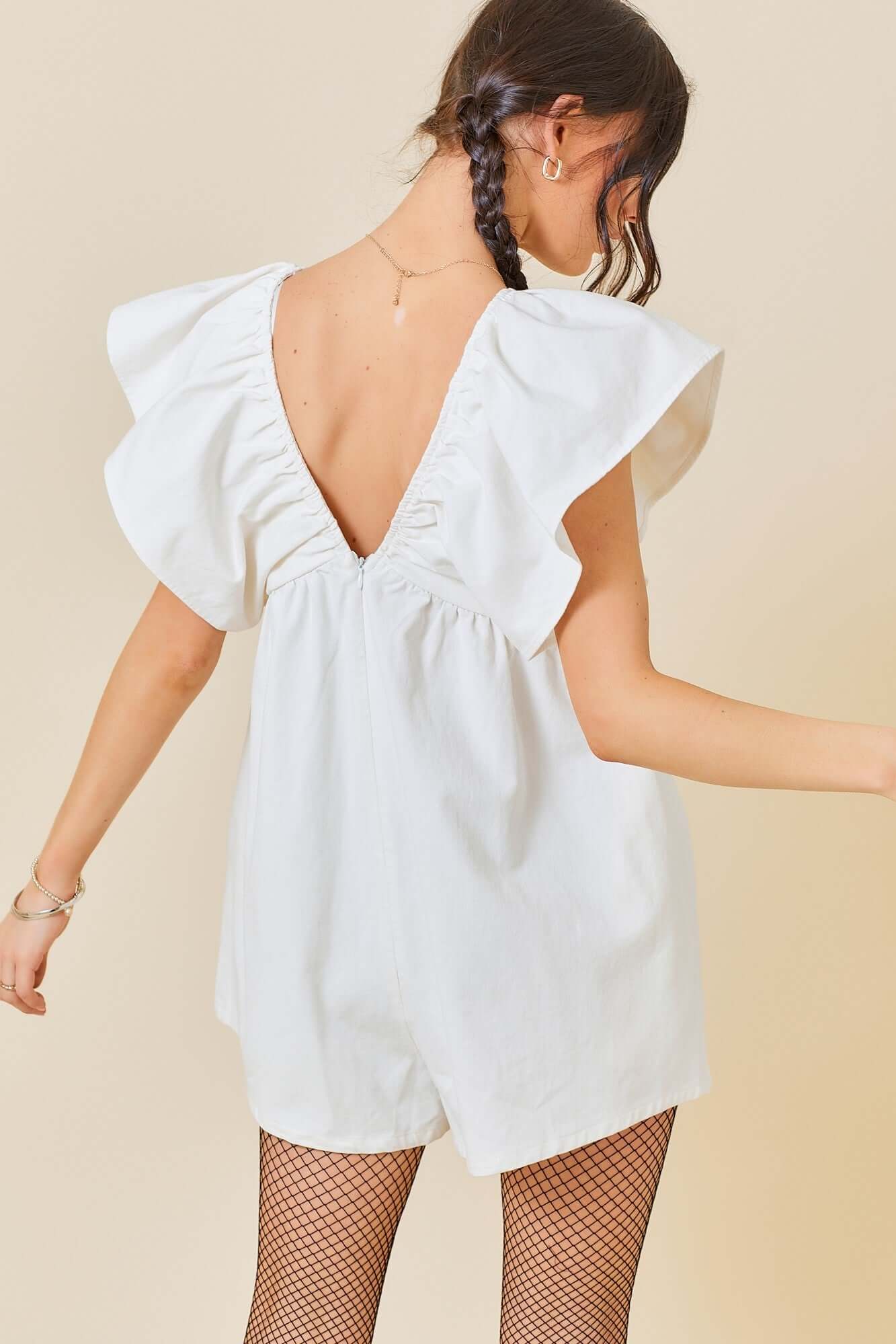 Ruffle Sleeve Romper