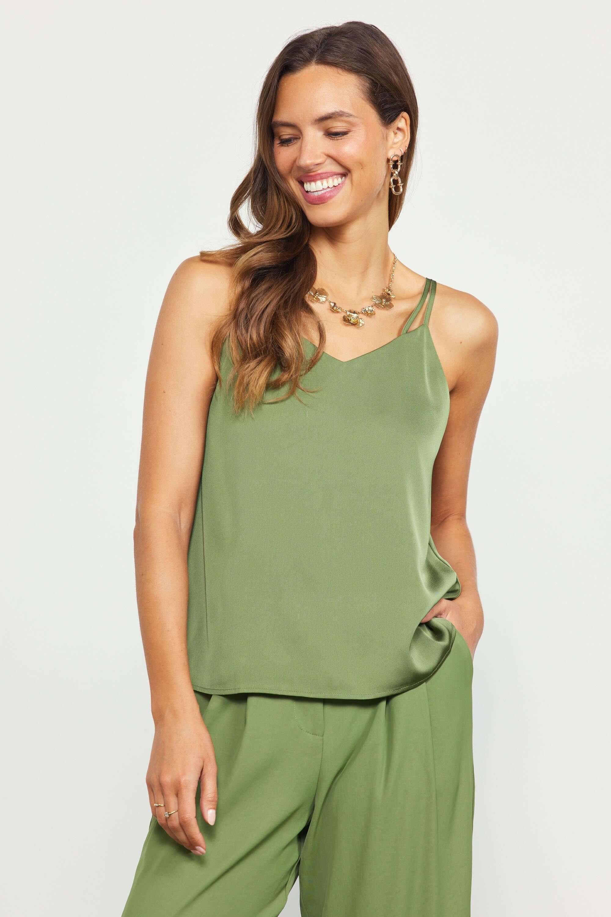 Double Strap Cami Lt. Olive