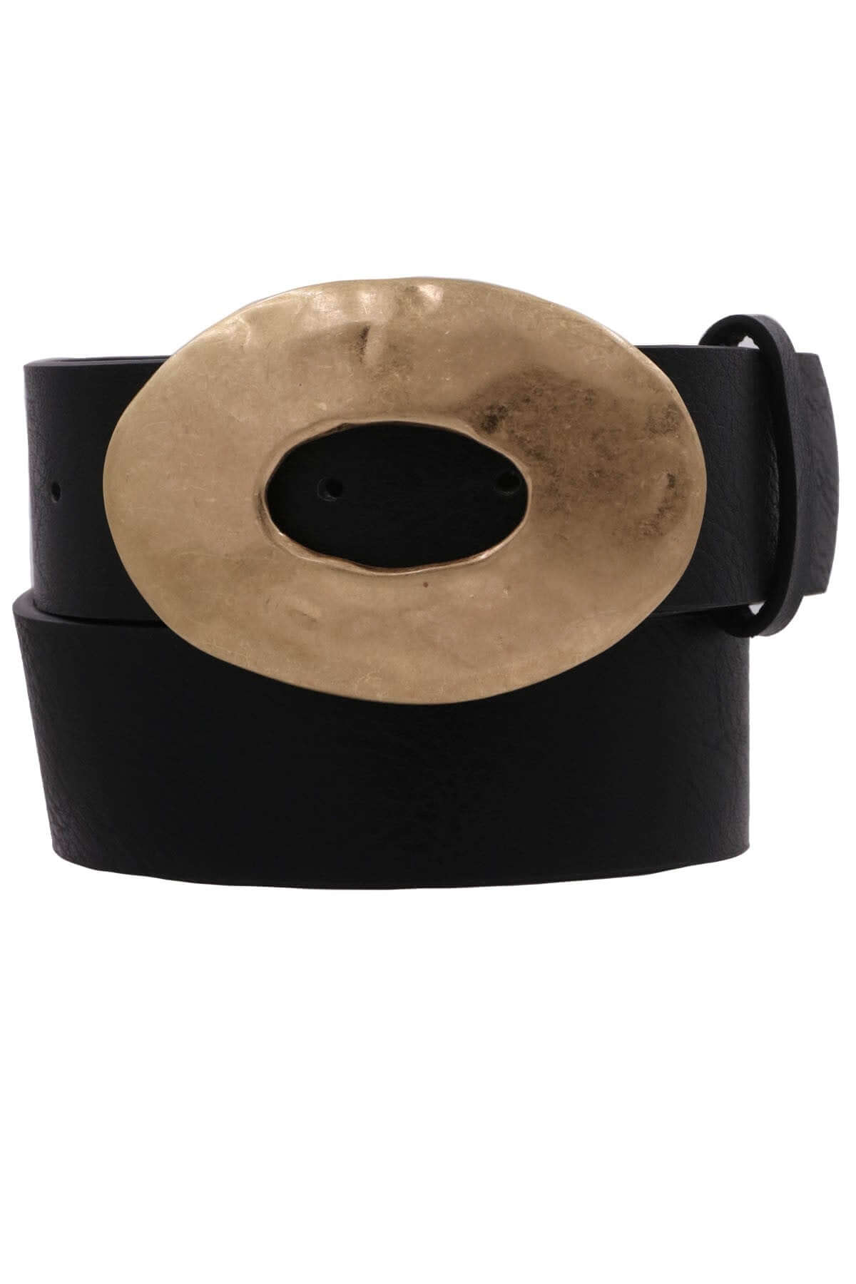Black belt with gold oval buckle