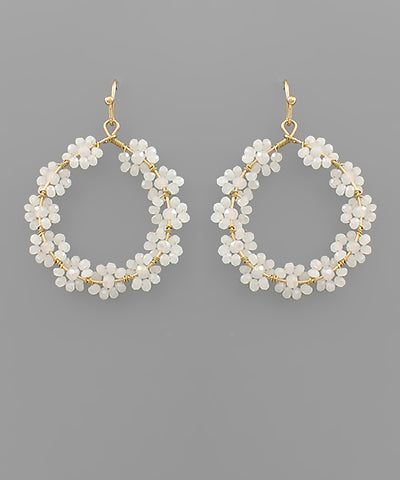 Bead Flower Circle Earrings