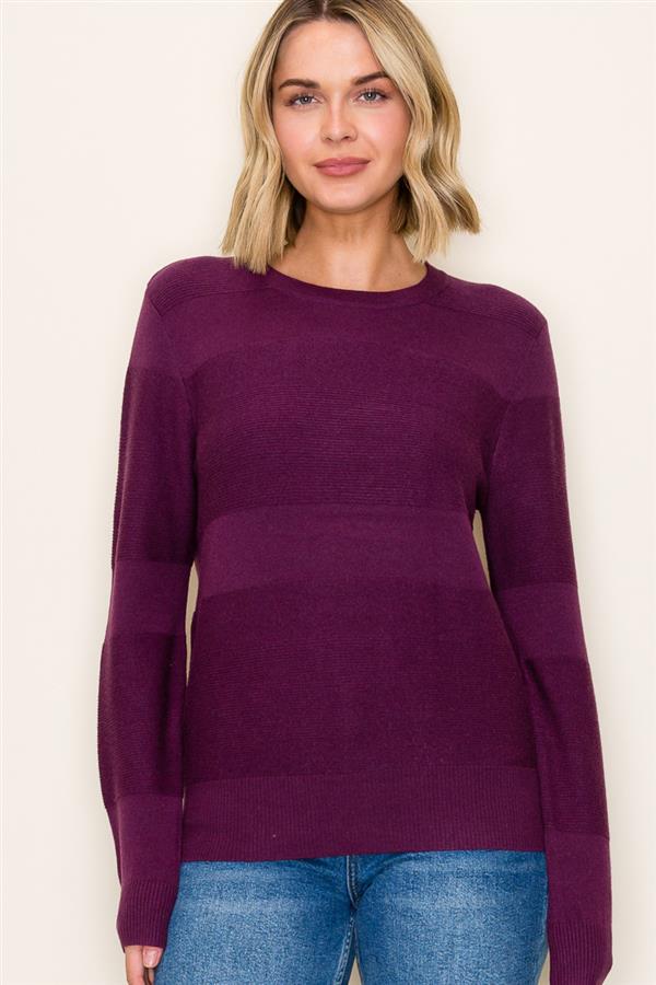 textured striped deep burgundy sweater