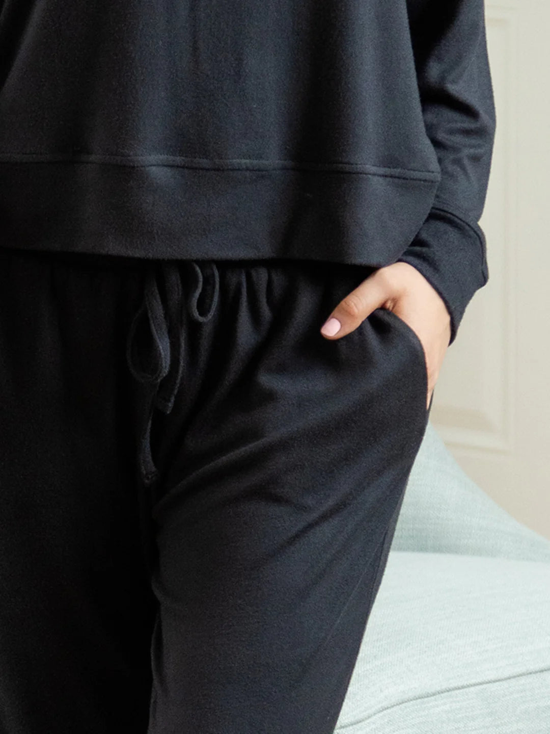 black longsleeve pant loungewear set