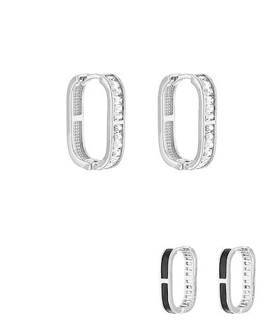 CZ Baguette Oval Hoops