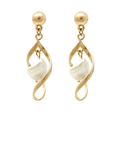 Twisted Teardrop & Pearl Drop Earrings
