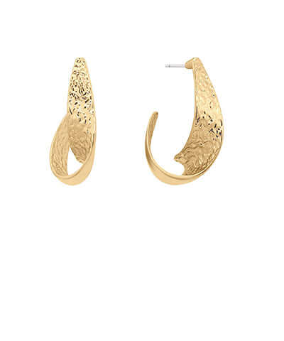 Gold Twisted Hook Shape Metal Hoops