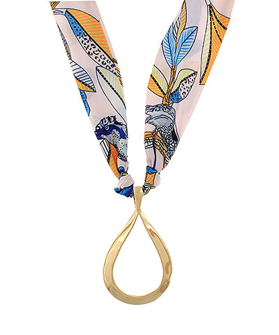 Teardrop Outline Pendant Scarf Necklace