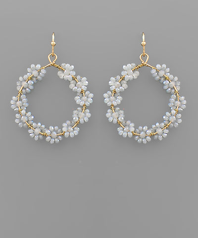 Bead Flower Circle Earrings