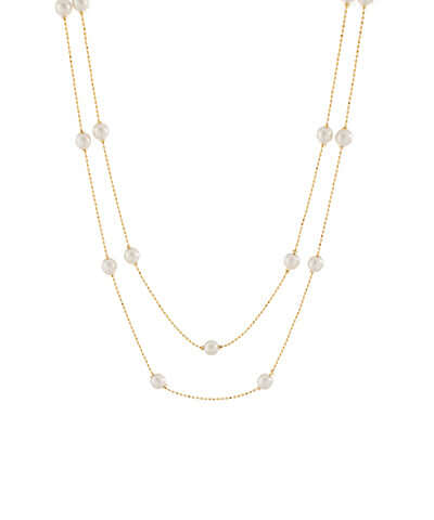 Layered Pearl Station Necklace