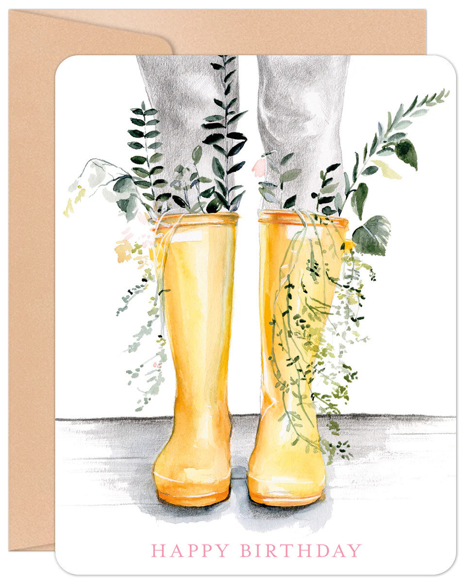 Willow and Ivy "Garden Boots" Happy Birthday Card