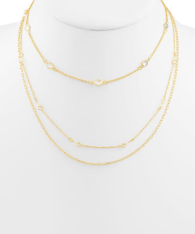 Glass Charm Chain 3Ps Necklace Set