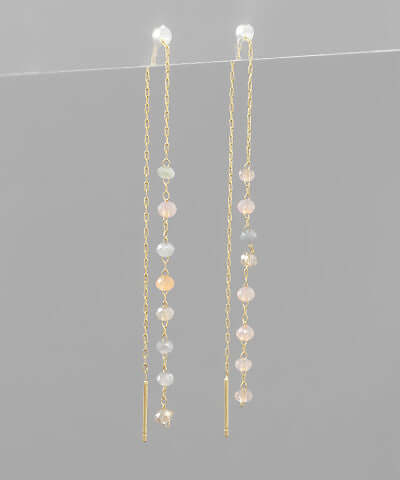 Bead Row Thread Earrings Multi Color