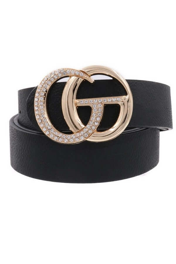 GiGi Rhinestone Belt Plus Black