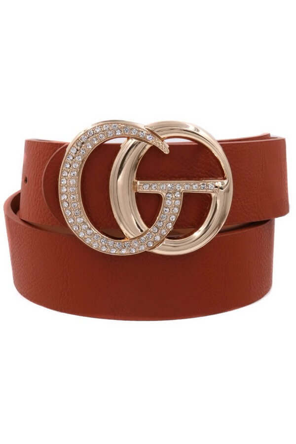 GiGi Rhinestone Belt Plus Brown