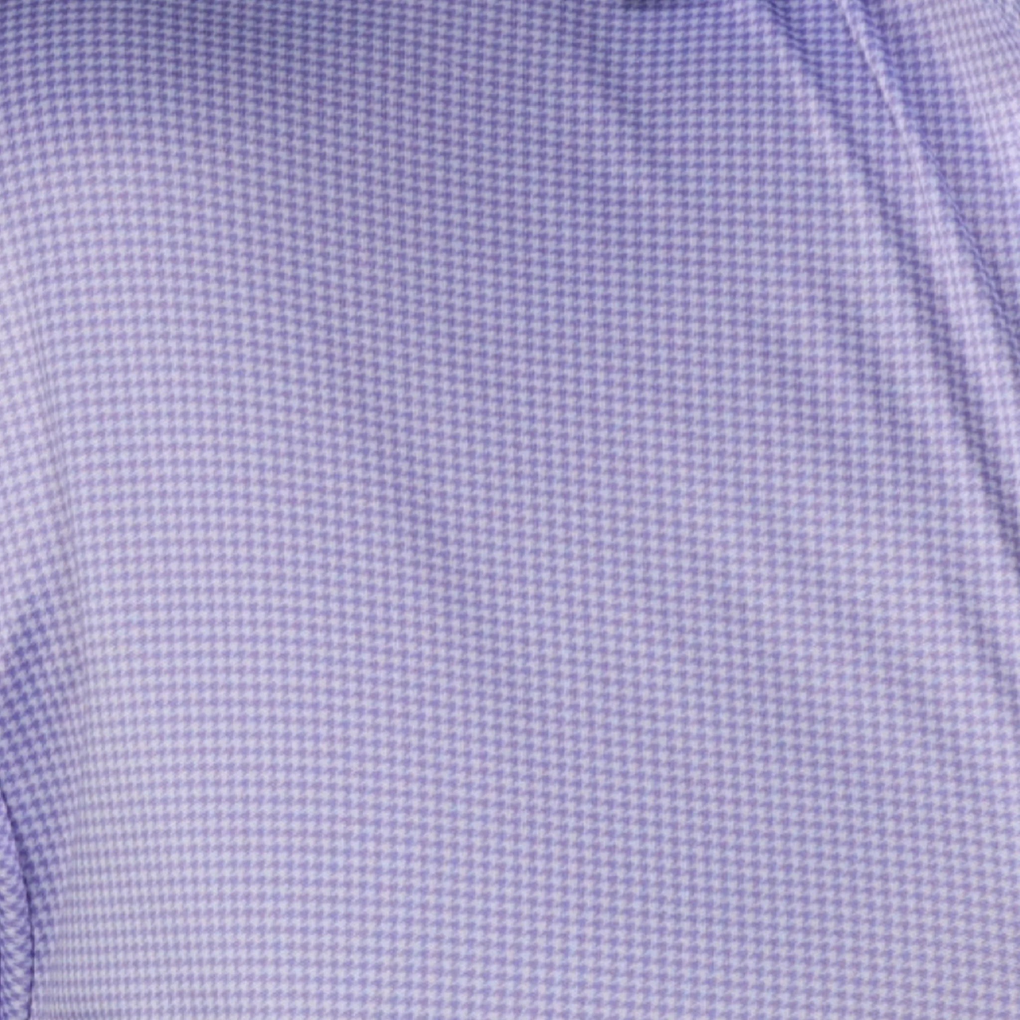Semi-Spread Collar-Lavender Houndstooth Button-Up