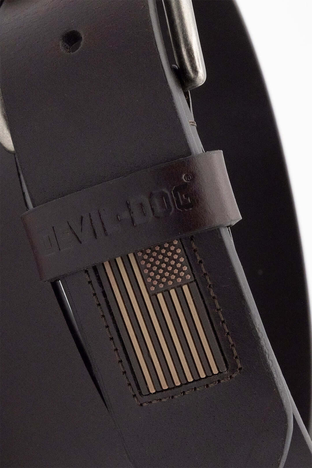 Leather Flag Belt-Brown/Antique Nickel Buckle