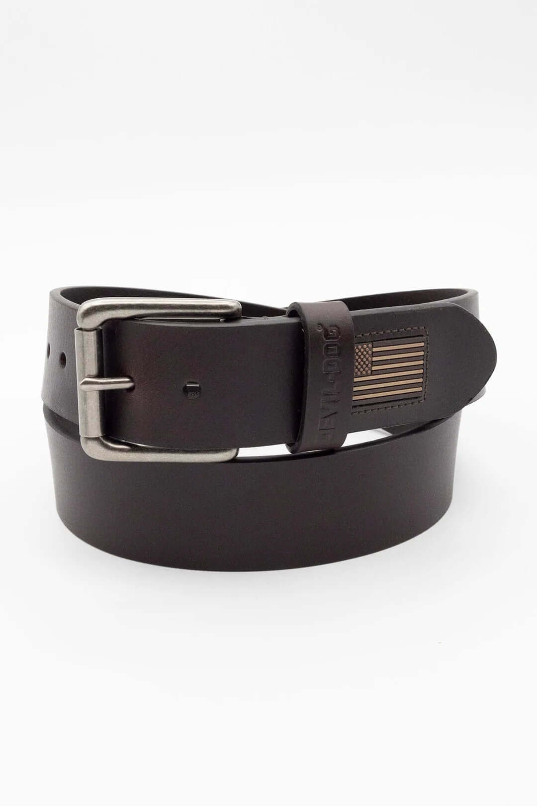 Leather Flag Belt-Brown/Antique Nickel Buckle