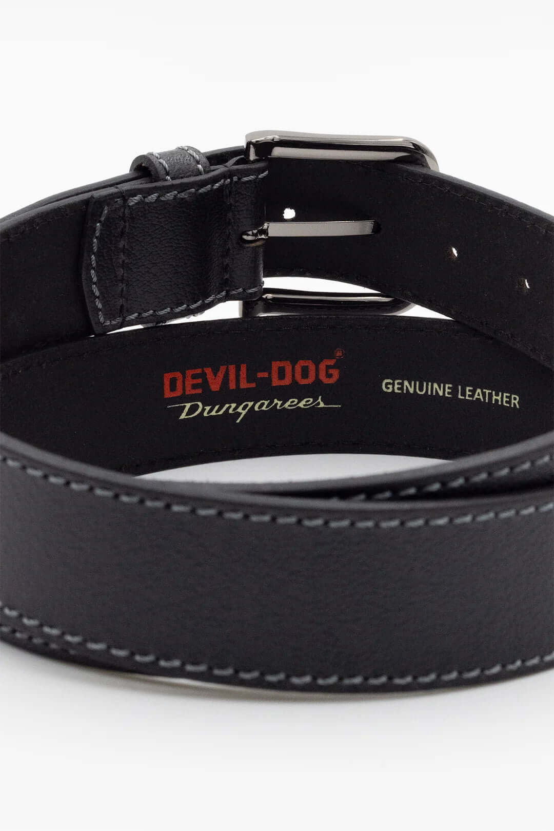 Textured Leather Belt-Black/Nickel Buckle