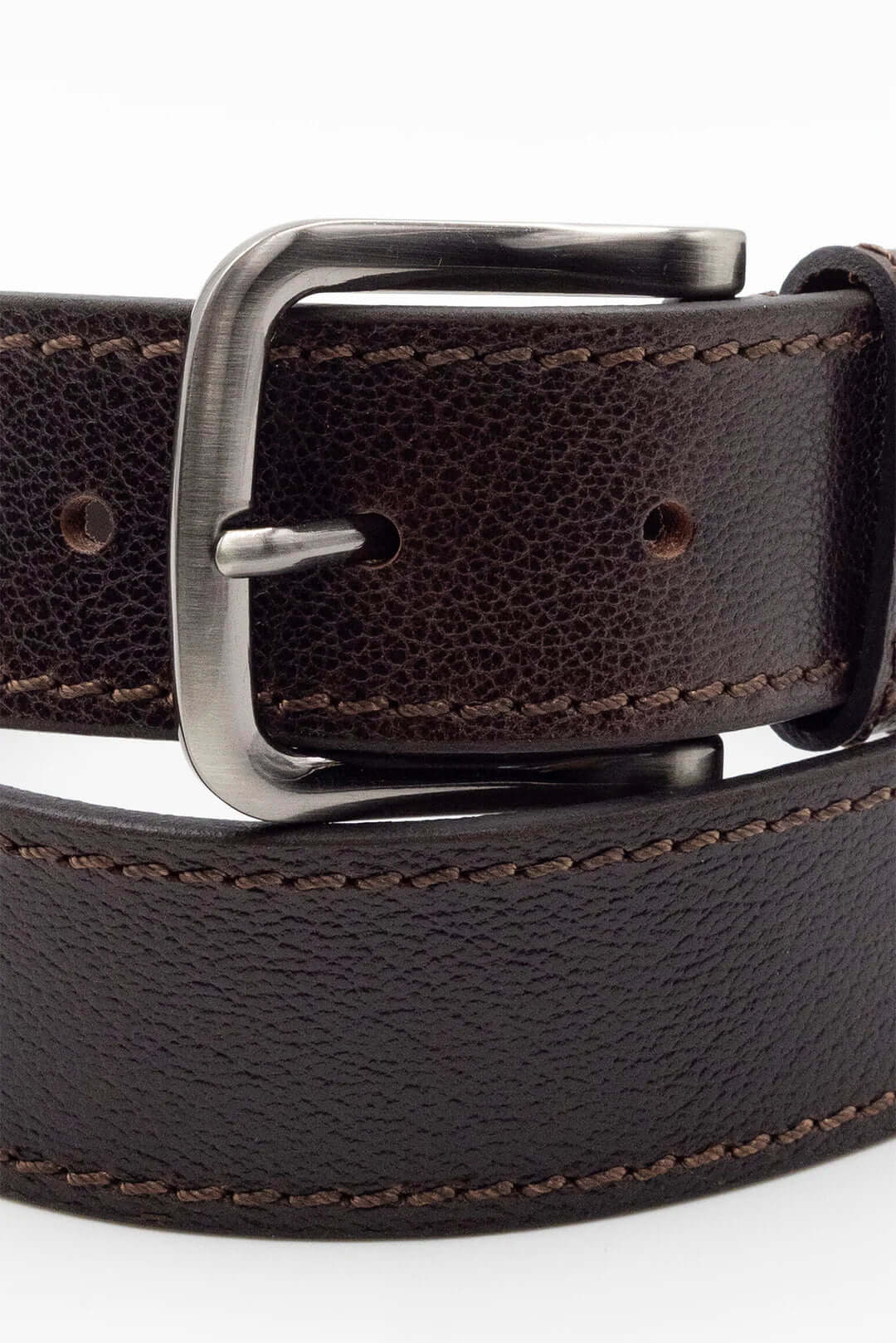 Textured Leather Belt-Brown/Nickel Buckle