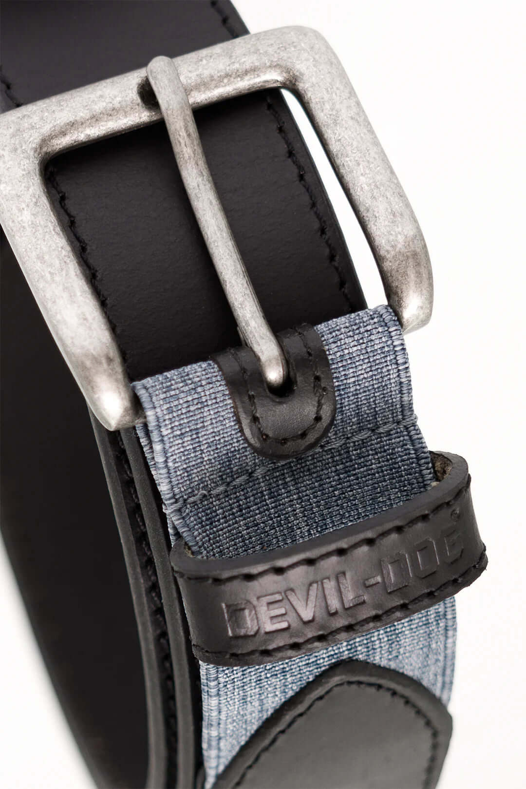 Leather Belt with Stretch insert-Black/Antique Nickel Buckle