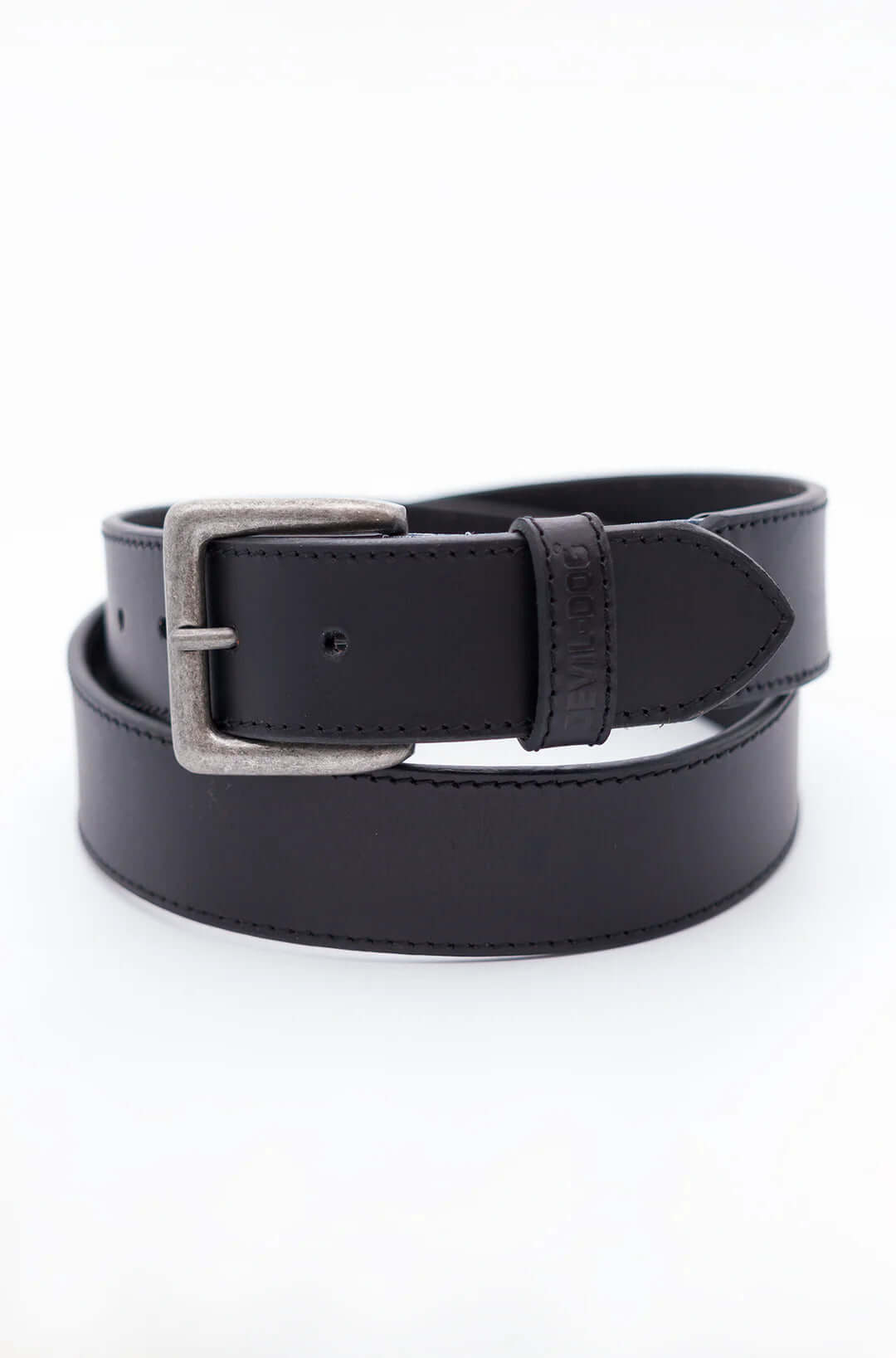 Leather Belt with Stretch insert-Black/Antique Nickel Buckle