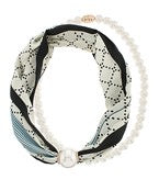 Layered Pearl Scarf Necklace