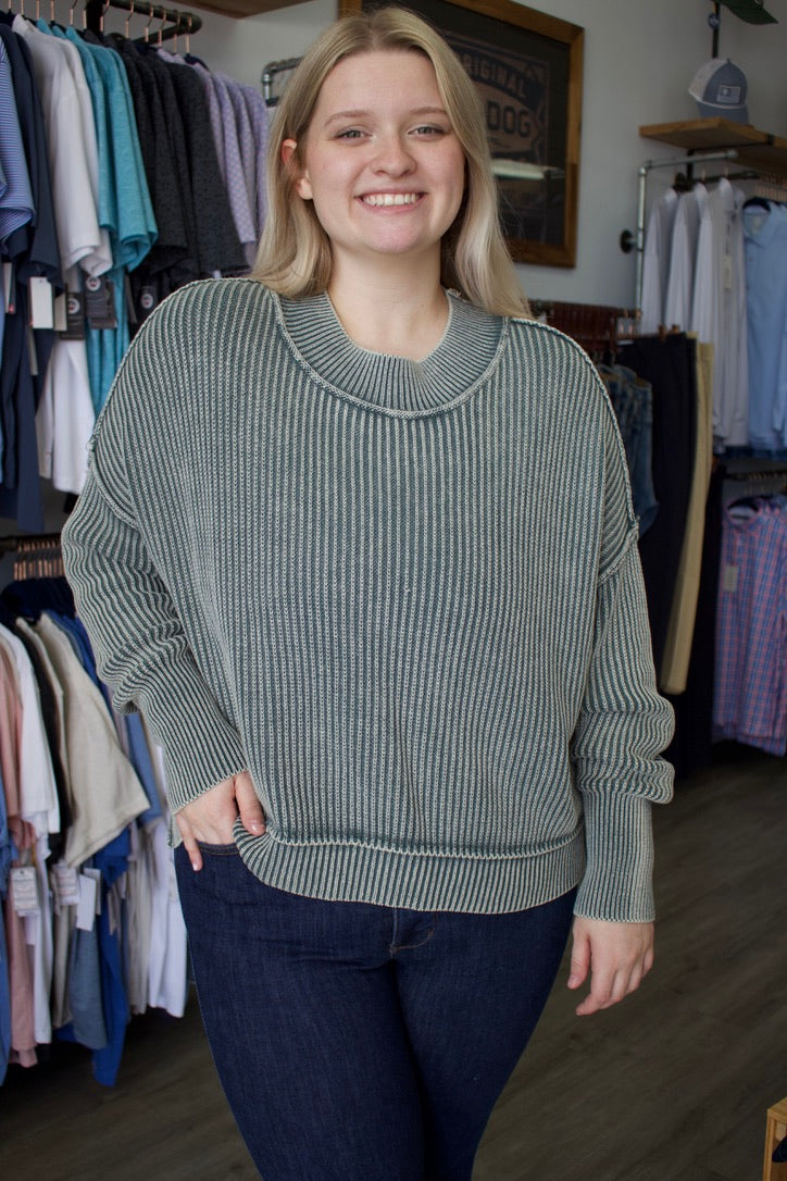 green oversized sweater