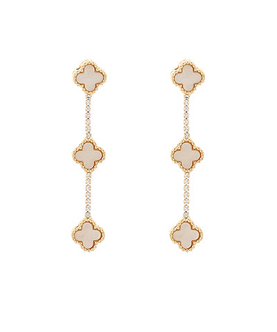 Clover Station Pave Chain Earrings
