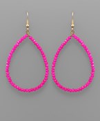 Beaded Teardrop Earrings Magenta