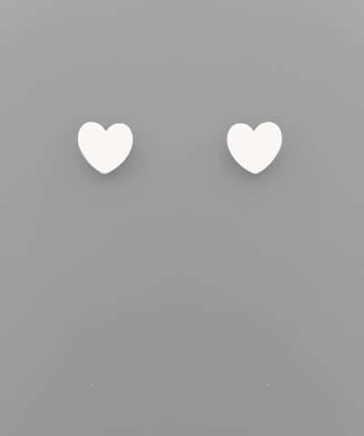 Color Coat Heart Studs White