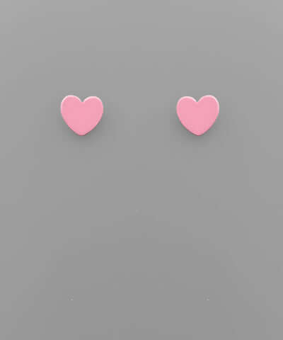 Color Coat Heart Studs Pink