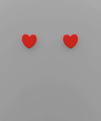 Color Coat Heart Studs Red