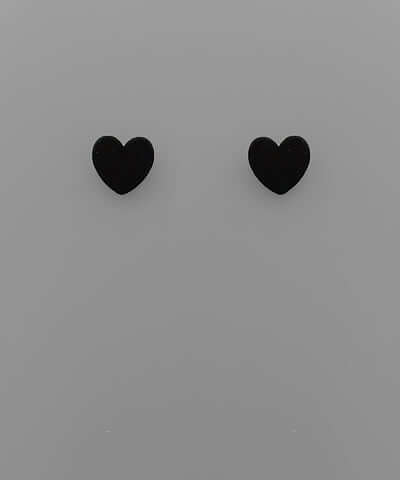 Color Coat Heart Studs Black
