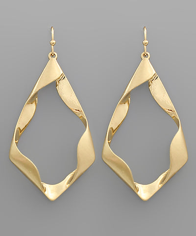 Wavy Folded Teardrop Earring Gold