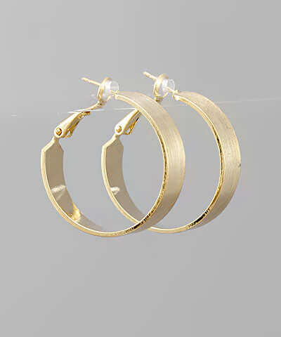 Flat Round Hoop Earrings gold
