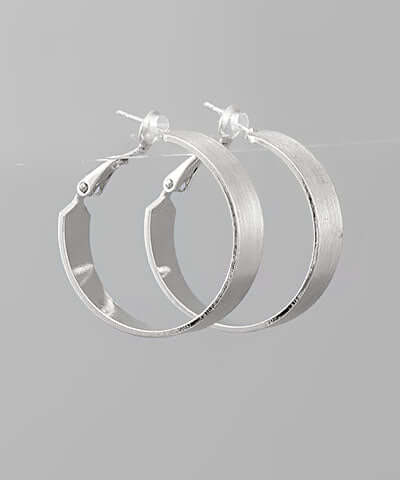 Flat Round Hoop Earrings silver