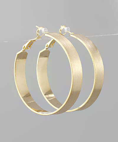 Flat Round Hoop Earrings gold