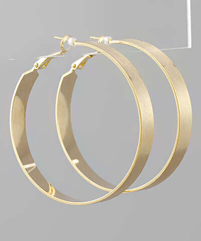 Flat Round Hoop Earrings gold