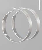 Flat Round Hoop Earrings silver