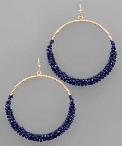 Half Beaded Hoops Navy