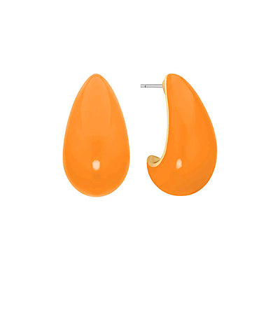 orange puffy teardrop earrings