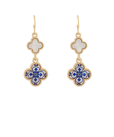 Chinoiserie Double Clover Drop Earrings