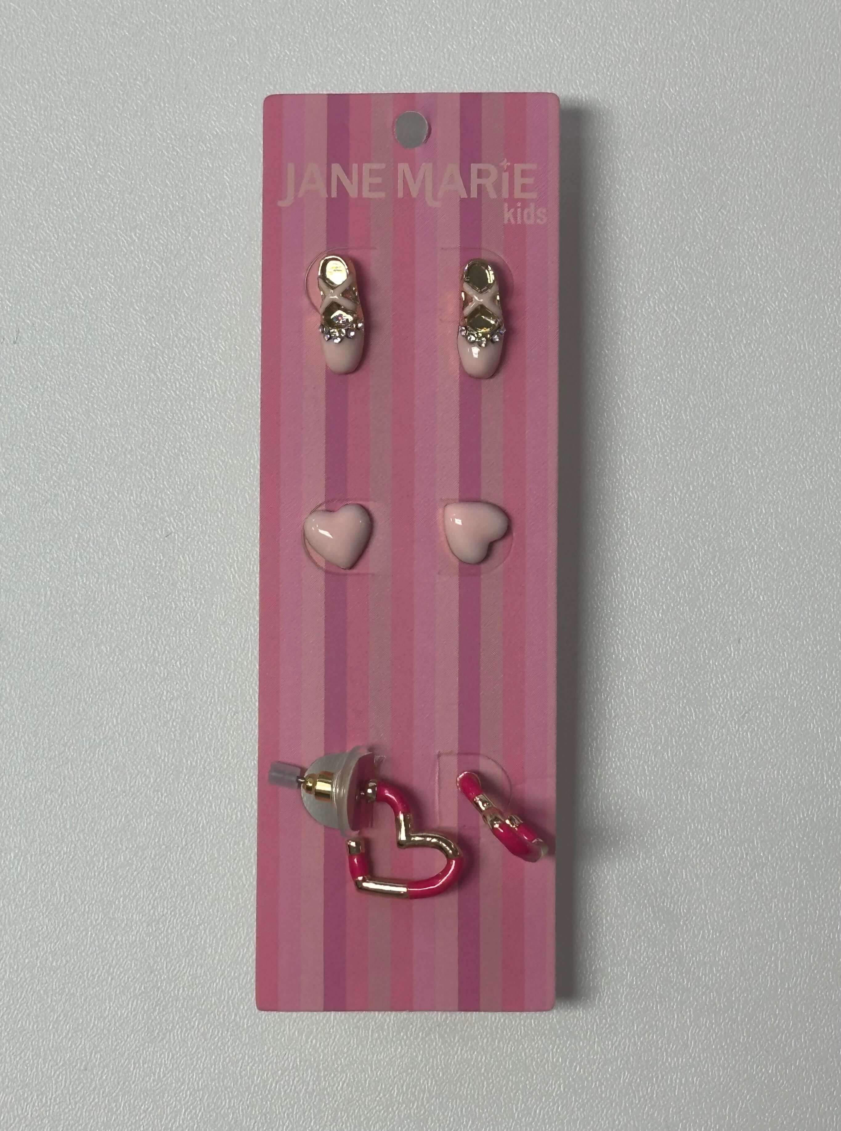 Ballet Slipper, Pink Heart, Pink Heart Hoop Earring