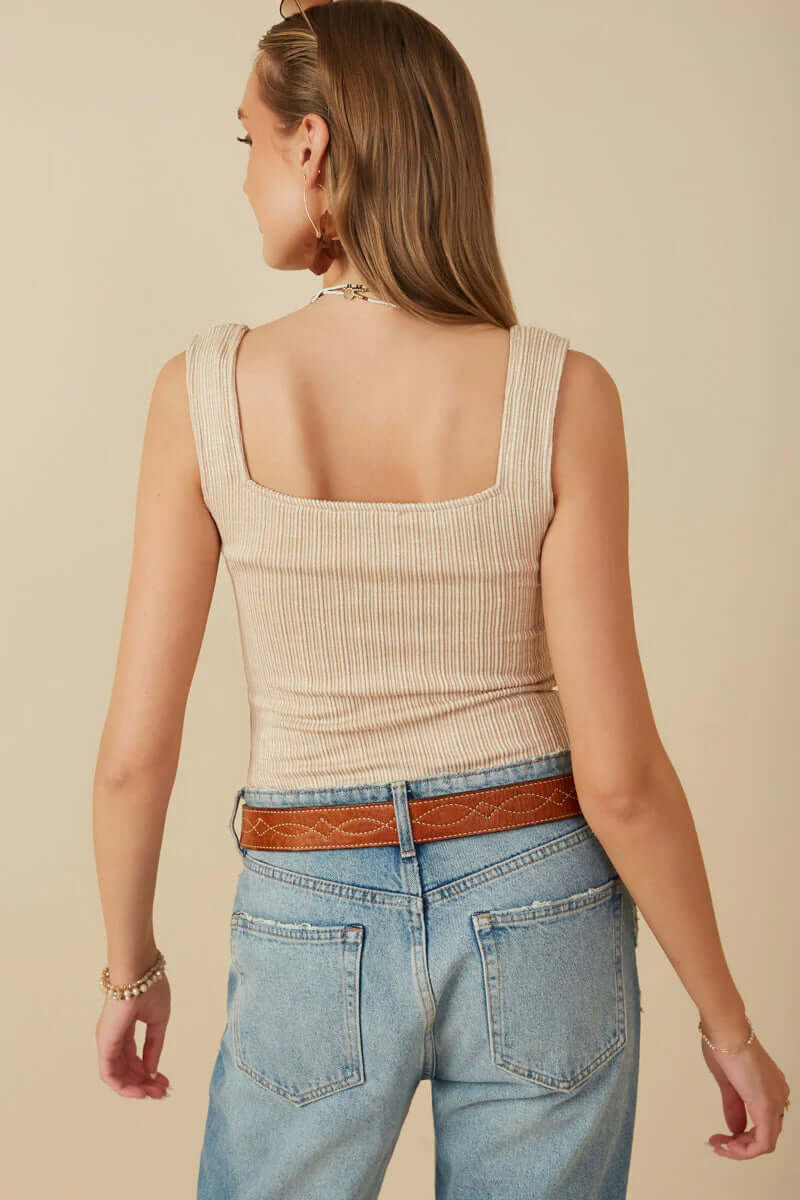 Sand Rib Knit Fitted Tank